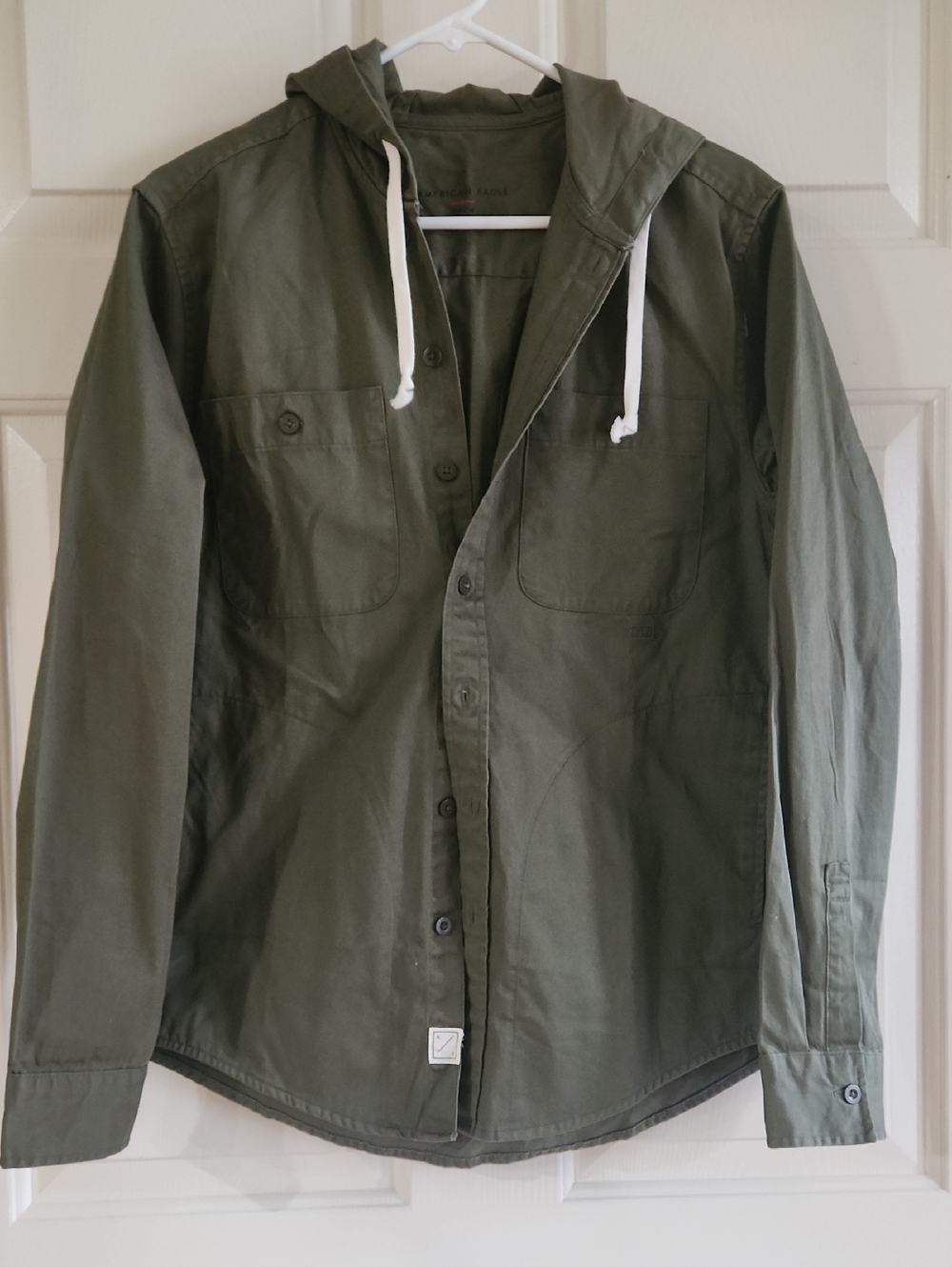American Eagle Outfitters Olive Green Hooded Shirt Jacket